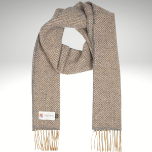 Brown beige herringbone cashmenre scarf and eco friendly gifts for him.