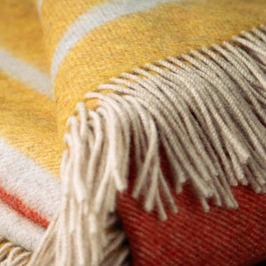 Burnt Orange and Mustard Lambswool Blanket and Mustard Forest Vase